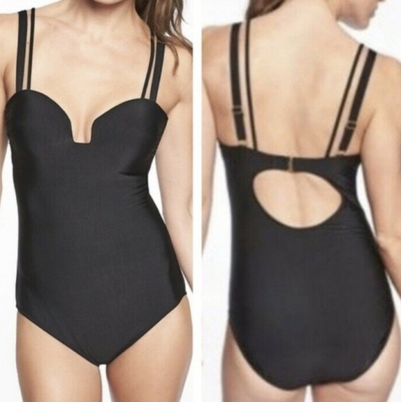NEW Athleta Aqualuxe Square Plunge 1 piece swim boho - Picture 1 of 9